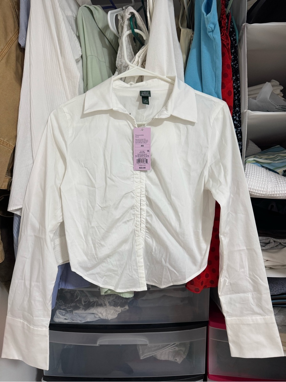 Wild Fable- White Collared Button-Front Top